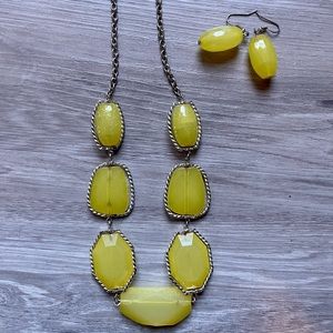Matching yellow necklace and earrings